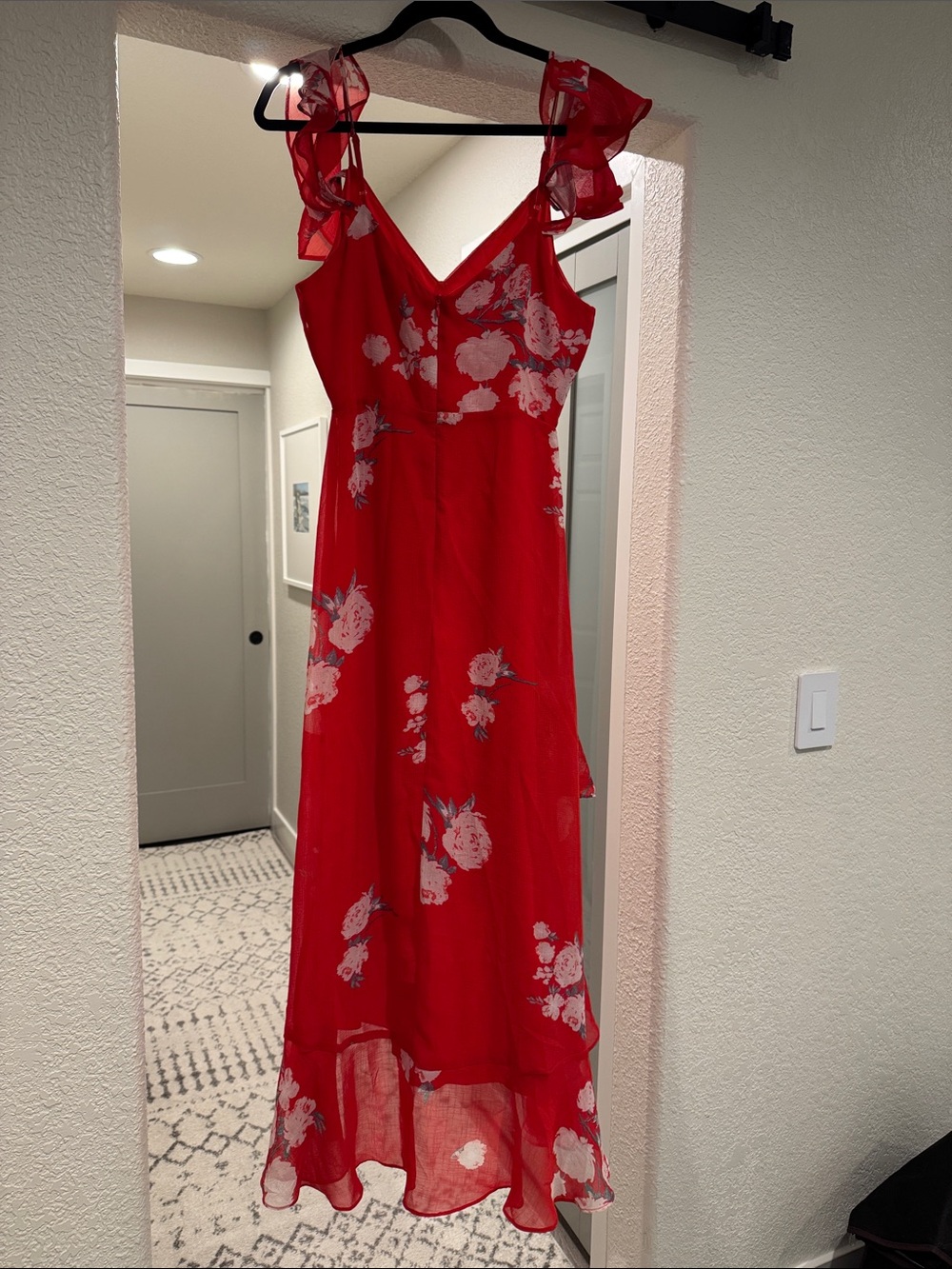 Lulu's Red Floral High-Low Ruffle Dress - Picture 3 of 3